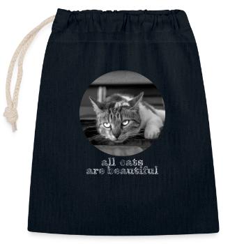 All cats are beautiful - Closable cotton gift bag (25x30cm) - navy - Front
