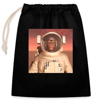 Chimpanzee in spacesuit on Mars - Closable cotton gift bag (25x30cm) - black - Front