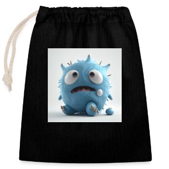 Blaues Monsterchen - Verschließbarer Geschenkbeutel aus Baumwolle (25x30cm) - Schwarz - Vorne