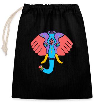 Symbol of an Indian elephant, culture of India - Closable cotton gift bag (25x30cm) - black - Front