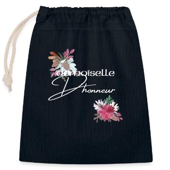 Demoiselle d'honneur - Sac cadeau en coton avec cordon (25 x 30 cm) - bleu marine - Devant