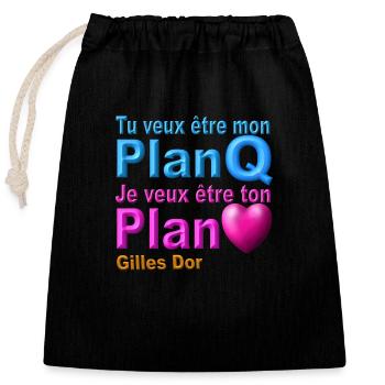 Je veux etre ton plan coeur disign - Sac cadeau en coton avec cordon (25 x 30 cm) - noir - Devant