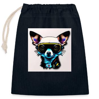 Chihuahua futuristisch mit Brille - Verschließbarer Geschenkbeutel aus Baumwolle (25x30cm) - Navy - Vorne