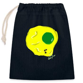 FRIED EGG Green yellow, Martina v.tresmoscas - Closable cotton gift bag (25x30cm) - navy - Front