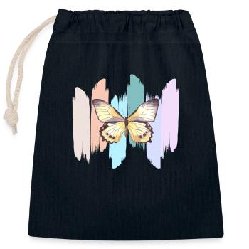 Regenbogen-Schmetterling - Verschließbarer Geschenkbeutel aus Baumwolle (25x30cm) - Navy - Vorne