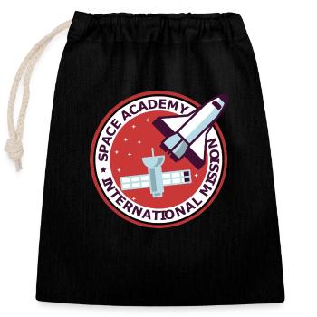 Space Academy International rote Farbe Vintage - Verschließbarer Geschenkbeutel aus Baumwolle (25x30cm) - Schwarz - Vorne