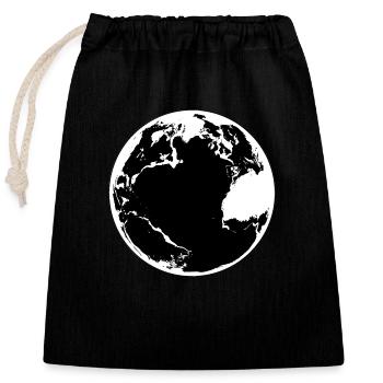 Planet Erde in schwarz/weiss - Verschließbarer Geschenkbeutel aus Baumwolle (25x30cm) - Schwarz - Vorne