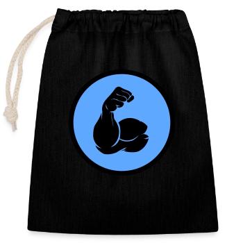 biceps - Sac cadeau en coton avec cordon (25 x 30 cm) - noir - Devant