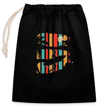 Mood été plage surf - Sac cadeau en coton avec cordon (25 x 30 cm) - noir - Devant