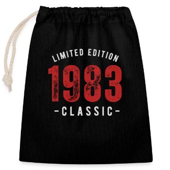 Date of birth: 1983 - Closable cotton gift bag (25x30cm) - black - Front