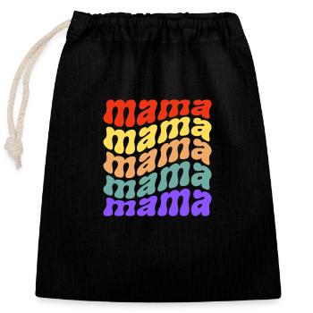 Retro Mama Waves Slogan Multicolore - Sac cadeau en coton avec cordon (25 x 30 cm) - noir - Devant