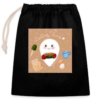 Backen - Verschließbarer Geschenkbeutel aus Baumwolle (25x30cm) - Schwarz - Vorne