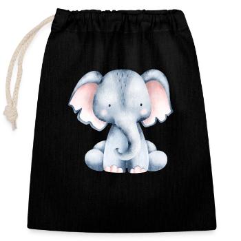 Cute little elephant - Closable cotton gift bag (25x30cm) - black - Front