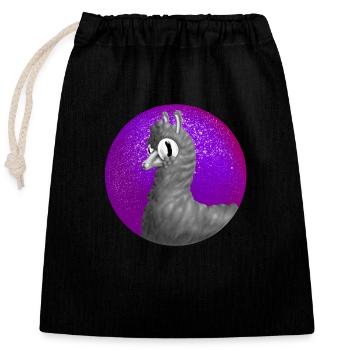 Alpaga zen - Sac cadeau en coton avec cordon (25 x 30 cm) - noir - Devant