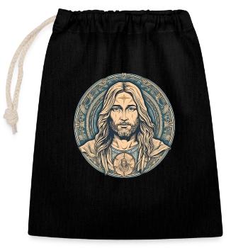 Jesus Christ #04 - Verschließbarer Geschenkbeutel aus Baumwolle (25x30cm) - Schwarz - Vorne