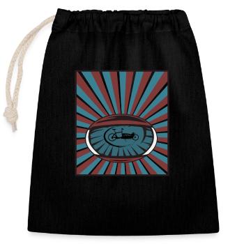 Vélo cargo dans les yeux avec poutres - Sac cadeau en coton avec cordon (25 x 30 cm) - noir - Devant