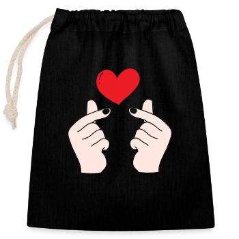 Cœurs de doigts 5 - Sac cadeau en coton avec cordon (25 x 30 cm) - noir - Devant