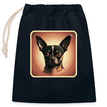 Chihuahua motif - Closable cotton gift bag (25x30cm) - navy - Front