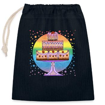 Kuchen - Verschließbarer Geschenkbeutel aus Baumwolle (25x30cm) - Navy - Vorne
