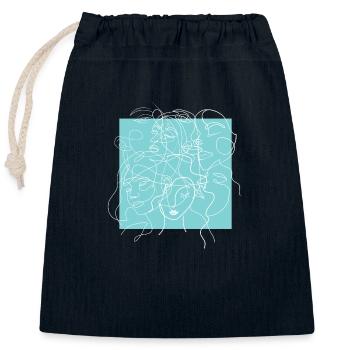 Gesichtslinie blau - Verschließbarer Geschenkbeutel aus Baumwolle (25x30cm) - Navy - Vorne