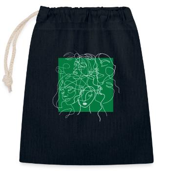 Gesichtslinie Grün - Verschließbarer Geschenkbeutel aus Baumwolle (25x30cm) - Navy - Vorne