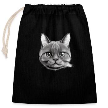 Katze Katzenbesitzer Haustier Hauskatze Kätzchen - Verschließbarer Geschenkbeutel aus Baumwolle (25x30cm) - Schwarz - Vorne