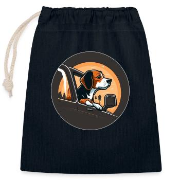 Cute dog looking out of a car - Closable cotton gift bag (25x30cm) - navy - Front