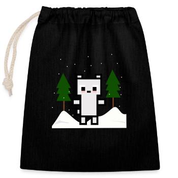 Polar Bear - Closable cotton gift bag (25x30cm) - black - Front