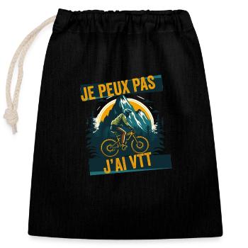 Je Peux Pas J'ai VTT cadeau vtt vélo tout terrain - Sac cadeau en coton avec cordon (25 x 30 cm) - noir - Devant