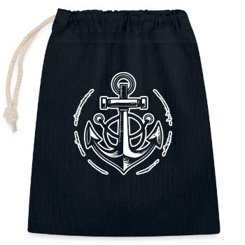 Anchor Boat Ship Nautical - Closable cotton gift bag (25x30cm) - navy - Front