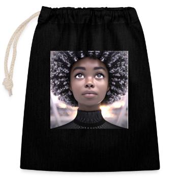 Black girl magic, cute girl, Afro art - Closable cotton gift bag (25x30cm) - black - Front
