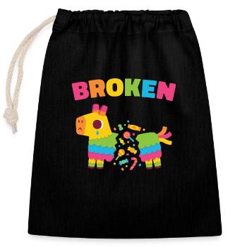 Triste âne Pinata cassé - Sac cadeau en coton avec cordon (25 x 30 cm) - noir - Devant