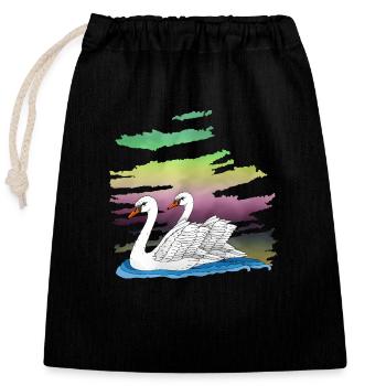 Oiseaux blancs - Sac cadeau en coton avec cordon (25 x 30 cm) - noir - Devant