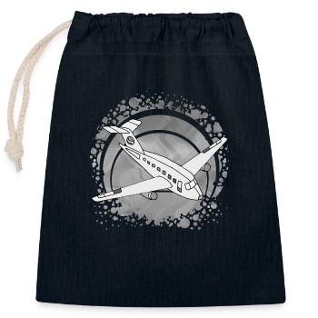 Aircraft - Closable cotton gift bag (25x30cm) - navy - Front