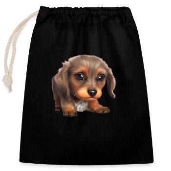 Hund Hundehalter Dachshund Hunde Dackelwelpe - Verschließbarer Geschenkbeutel aus Baumwolle (25x30cm) - Schwarz - Vorne