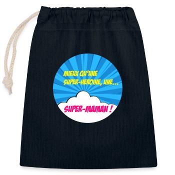 Super-maman, super-héros. Meilleure maman. BD. - Sac cadeau en coton avec cordon (25 x 30 cm) - bleu marine - Devant