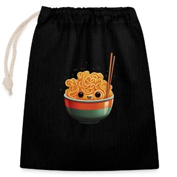Süße Ramen Suppe - Verschließbarer Geschenkbeutel aus Baumwolle (25x30cm) - Schwarz - Vorne