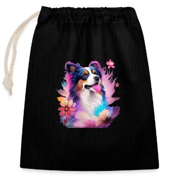 Berger australien - Sac cadeau en coton avec cordon (25 x 30 cm) - noir - Devant
