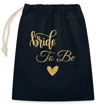 Bride to be - Closable cotton gift bag (25x30cm) - navy - Front