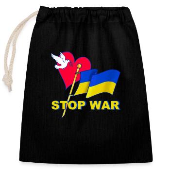 Stop War - Closable cotton gift bag (25x30cm) - black - Front