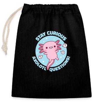 Mignon Axolotl Restez curieux Axolotl Questions jeu de mots - Sac cadeau en coton avec cordon (25 x 30 cm) - noir - Devant