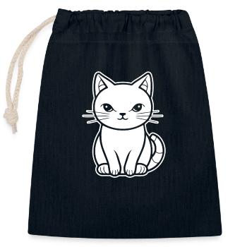 Katze Katzen Kätzchen Katzendame - Verschließbarer Geschenkbeutel aus Baumwolle (25x30cm) - Navy - Vorne