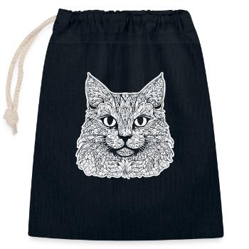 Katze Katzen Kätzchen Katzendame - Verschließbarer Geschenkbeutel aus Baumwolle (25x30cm) - Navy - Vorne