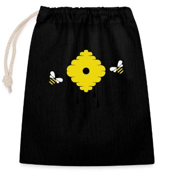 honey bees - Closable cotton gift bag (25x30cm) - black - Front