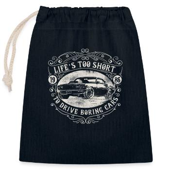 Life is to short - Verschließbarer Geschenkbeutel aus Baumwolle (25x30cm) - Navy - Vorne