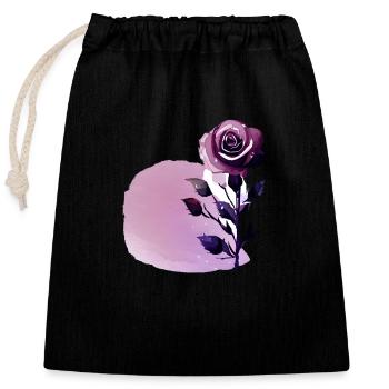 Rose fleur rose design - Sac cadeau en coton avec cordon (25 x 30 cm) - noir - Devant