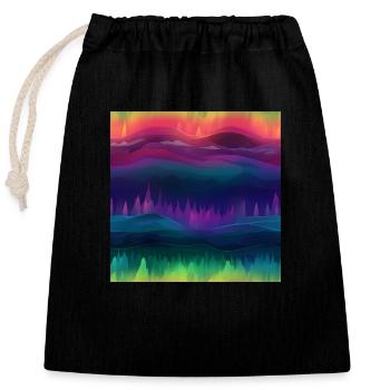Aurora Dreams: Kollektion der Polarlichter - Verschließbarer Geschenkbeutel aus Baumwolle (25x30cm) - Schwarz - Vorne