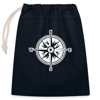Kompass Nautik Segelboot Seefahrer - Verschließbarer Geschenkbeutel aus Baumwolle (25x30cm) - Navy - Vorne