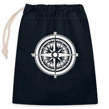 Kompass Nautik Segelboot Seefahrer - Verschließbarer Geschenkbeutel aus Baumwolle (25x30cm) - Navy - Vorne