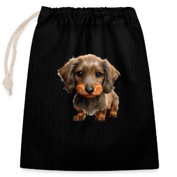 Dachshund Hund Hundehalter Dackelwelpe Hunde - Verschließbarer Geschenkbeutel aus Baumwolle (25x30cm) - Schwarz - Vorne